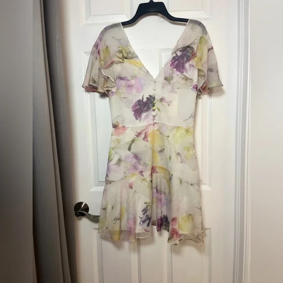 NWT Ted Baker Women's Ivory Angel Sleeve Fit-Flare Mini Dress US size 4 - Picture 4 of 15